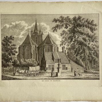 Antieke prent Zeeland: De Kerk te Kapelle.