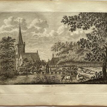 Antieke prent Zeeland: De Kerk te Kruiningen.