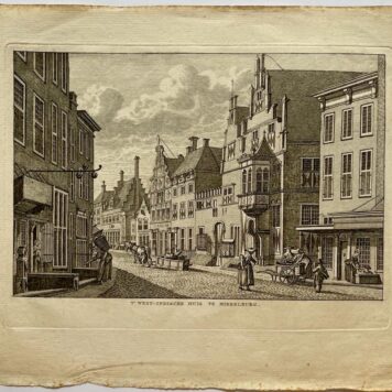 Antieke prent Zeeland: T' West-Indische Huis te Middelburg.