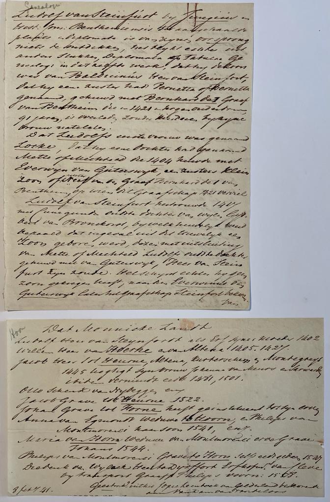  - Manuscript 19th century | Notes of Ludolf van Steinfurt, 19th century, 3 pp.