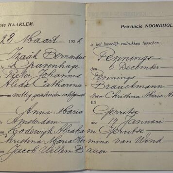Trouwboekje Izaak Bernardus Pennings en Anna Maria Gerritse.