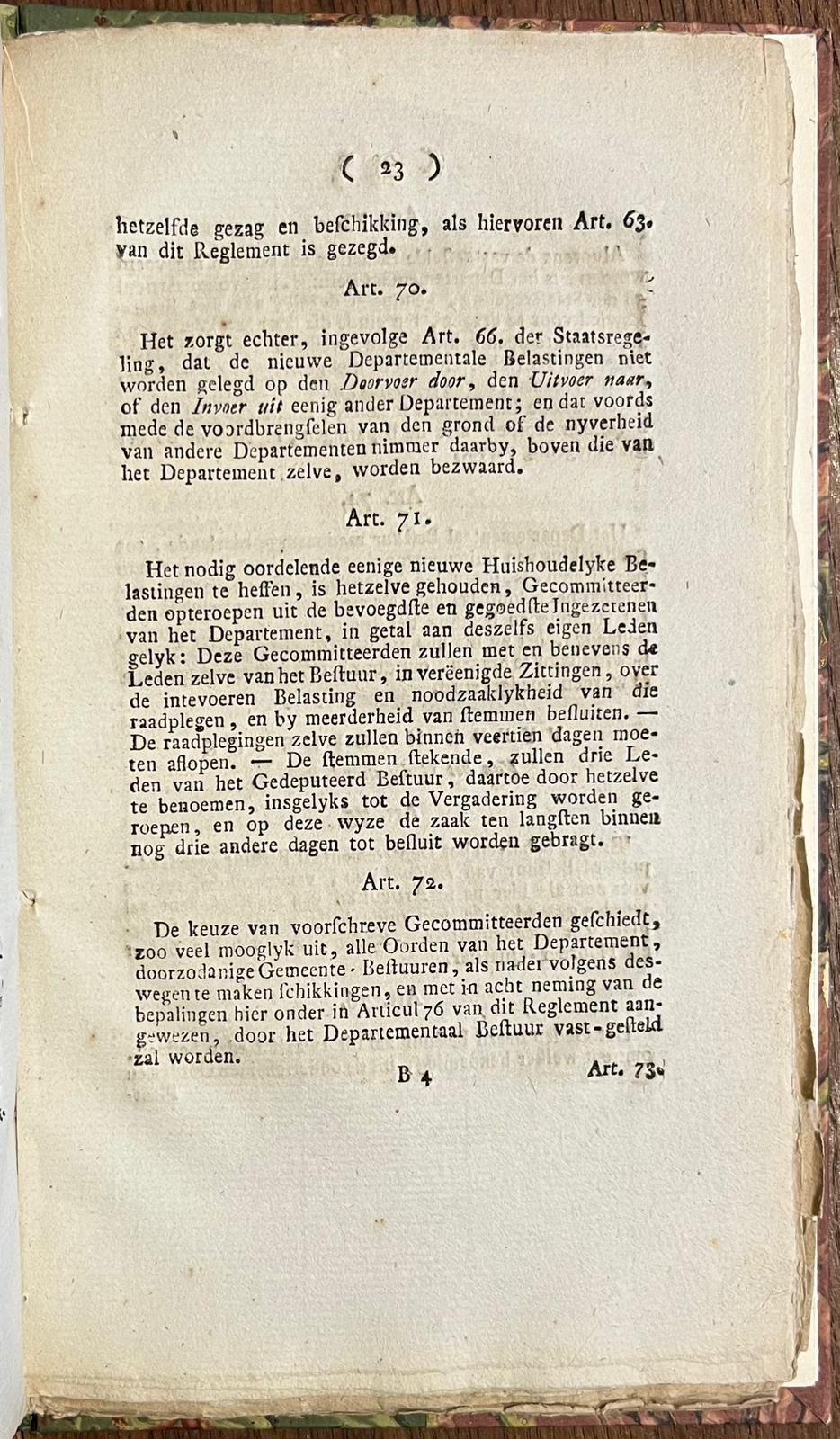 [Printed publication, [s.d.], Batavian Republic] Reglement voor het Departement Holland, [s.l.], [s.d.], 61 pp.