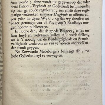 [Printed publication, [1748], Amsterdam] Billyk Verzoek der Amsteldamsche Burgery aan Zyne Doorlugtige Hoogheidt op nieuw voor te stellen, [s.l.], [1748], 7 pp.