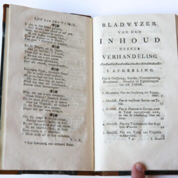 [Antiek boek, Antique book, tobacco, tabak, 1770] Nieuwe en naauwkeurige verhandeling van den tabak. In IV afdeelingen waar van de laatste behelzen Het geheim der tabakken en snuifpoeders ontdekt. Amsterdam, G. Bom, 1770.