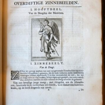 [Antique book, emblem, symbols, 1722] Tafereel van overdeftige zinnebeelden, gemaelt naer de deuchden, ondeuchden, gemoetsdriften der menschen (...) eerst beschreven door Cesare Ripa, Pierius Velerianus, Orus Apollo en anderen, maer nu in meerder orde gebracht (...) en (...) verklaert. Amsterdam, Onder de Linden, 1722.