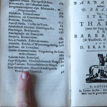 Samenspraken (...) uit het Latijn vertaalt (...) door Pieter Rabus. Rotterdam, J. Borstius, 1684.