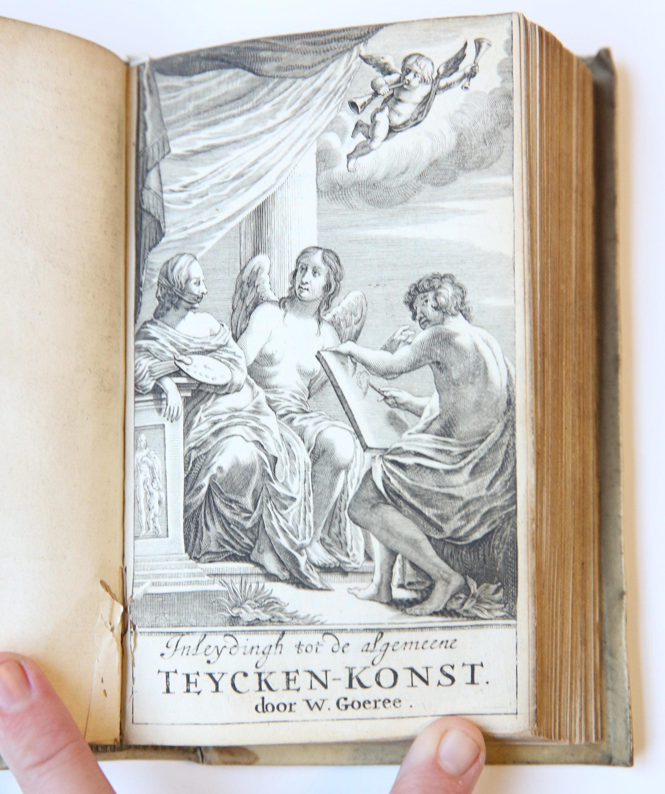 [1] Inleydingh tot de practijck der al-gemeene schilder-konst (...) dienende tot een voorlooper van een ander werck. Middelburg, W. Goeree, 1670. [Gebonden met:] [2] Inleydinge tot de al-gemeene teycken-konst. 2e druk, Middelburg, Goeree, 1670. [En met:] [3] Verlichterie-kunde of recht gebruyck der water-verwen (...) eertijts uytgegeven door (...) G. ter Brugge. 2e druk, Middelburg, W. Goeree, 1670.