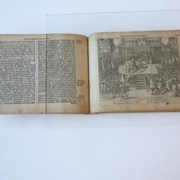 [Spanish domination 1621] Warachtighe beschrijvinghe ende levendighe afbeeldinghe vande meer dan onmenschelijcke ende barbarische Tyrannije bedreven by de Spaengiaerden inde Nederlanden onder de regieringen van den Keyser Carel V, Philips II en Philips III coningen van Spaengien. z. pl., 1621. [Franse titel: 'De onmenschelicke barbarische en grouwelijcke Tyrannije der Spangniaerden in Nederlandt'], (8)+278 pp.