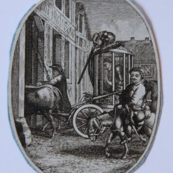 Don Quixote taken to prison in a cage; Don Quichot wordt in een kooi naar de gevangenis gereden, 1790