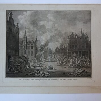 Prent: 'Te rechtstelling van Foulon op de plaats de Greve, op den 23sten van Hooijmaand 1789', gravure van Vinkeles en Vrijdag 1796, naar J. Bulthuis.