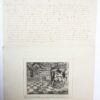 Prent: 'Vrouw Magteld van Velzen, door graaf Floris de Vijfde verkragt [1296]', anonieme gravure met tekst verso en dit opschrift in handschrift.