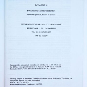 Catalogus 18. Documenten & manuscripten betreffende personen, families en plaatsen (Haarlem 1997).
