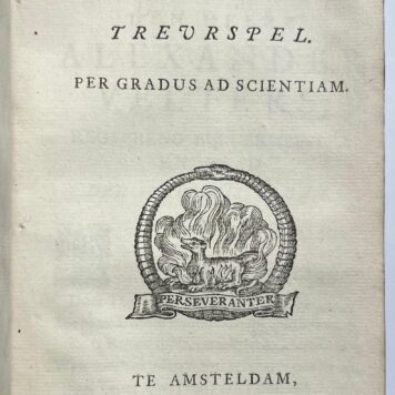 [Convolute, ca. 1674-1711, Theatre] Haagsche broedermoord, of Dolle blydschap. Frederikstad, J.E. Smith, n.d. (±1674), (4), 112p. (convolute of 8 plays)