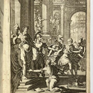 [Convolute, ca. 1674-1711, Theatre] Haagsche broedermoord, of Dolle blydschap. Frederikstad, J.E. Smith, n.d. (±1674), (4), 112p. (convolute of 8 plays)