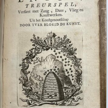 [Convolute, ca. 1674-1711, Theatre] Haagsche broedermoord, of Dolle blydschap. Frederikstad, J.E. Smith, n.d. (±1674), (4), 112p. (convolute of 8 plays)