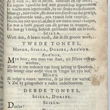 [Convolute, ca. 1674-1711, Theatre] Haagsche broedermoord, of Dolle blydschap. Frederikstad, J.E. Smith, n.d. (±1674), (4), 112p. (convolute of 8 plays)