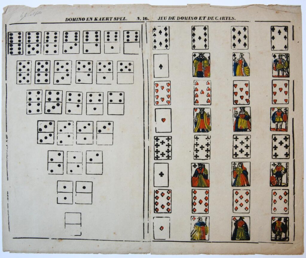 [Centsprent, Antique game] Domino en Kaertspel / Jeu de Domino et de Cartes. N. 16.