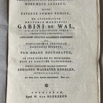 [Legal dissertation, 1826] Specimen juridicum inaugurale, selecta sistens de decemviris eorumque legibus [...] Groningen W. v. Boekeren 1826, (8)+167+(9)+(8) pp.