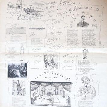 Prent op de promotiepartij van Mr C.M. Brooshooft, naar ontwerp van K. Vilders te Leiden Leiden P.J.Mulder & zn 1913.