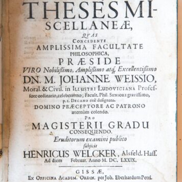 Theses miscellaneae [...] Giessen Johann Eberhard Petri 1679