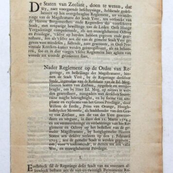 Broadsheet regarding Veere (pamflet Veere) 1733.