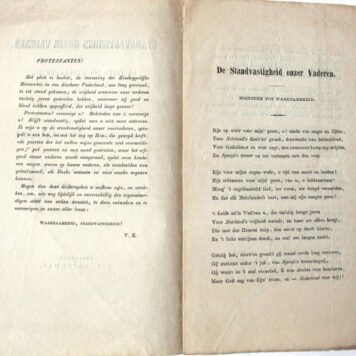 Pamphlet 'De Standvastigheid onzer Vaderen'.