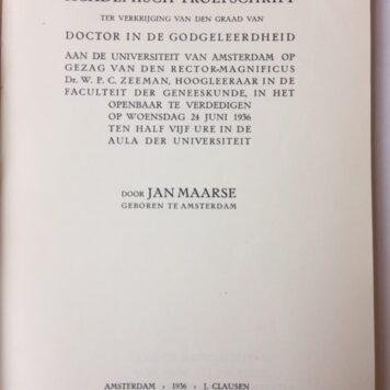 Een psychologische en zedekundige studie over de begrippen eer en eergevoel. Academisch proefschrift [...] Amsterdam J. Clausen 1936