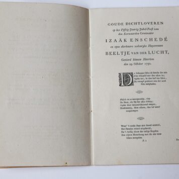 Als eene merkwaardige herinnering voor het tegenwoordige en voor het nageslacht, volgen hier achter de gedichten die bij het vieren van vijftigjarige echtvereenigingen in het voorgeslacht van den heer Jacobus Enschedé zijn voorgedragen: Izaak Enschedé en Beeltje van der Lucht (1752), Barent van der Lucht en Josijntje Marchant (1717), Steven van der Lucht en Janneke Jans (1686). Haarlem, Joh. Enschedé, 1856. 8º: [24 ] p.