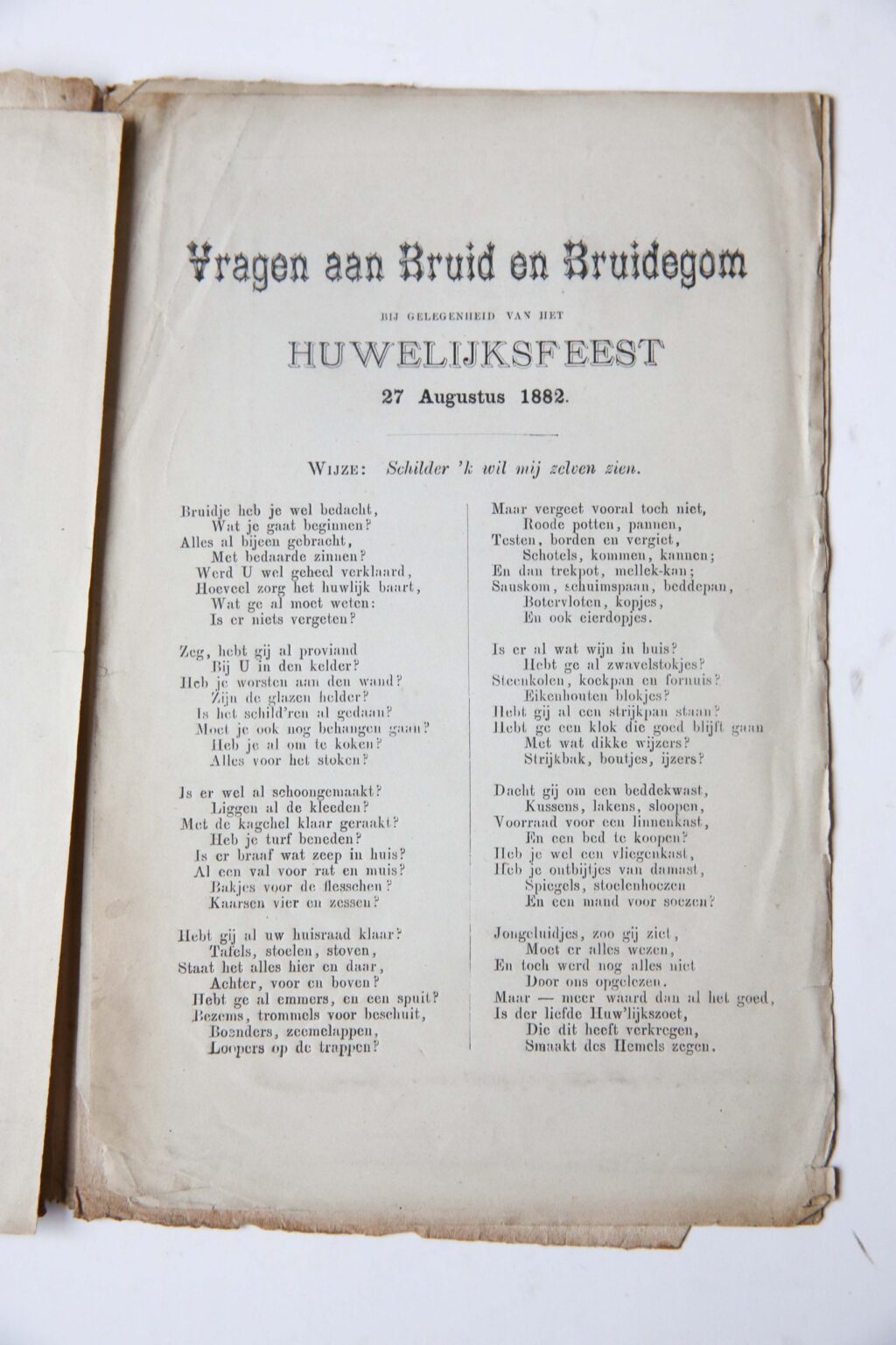 Herinneringen ter gelegenheid van het huwelijksfeest van ... J. Stufkens Lz. en ... S. De haan, 27 augustus 1882. z.p. 8º: [1] Met nog twee verzen van ieder 1 p. op dit huwelijk.