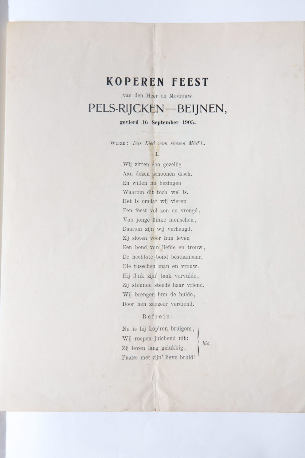 Zes oud-Hollandsche liedekens van vrijen en van trouwen, 19 April 1894, 19 October 1906 en het monogram F.M. Haarlem, Ruijgrok & Co. 8º: [8] p.