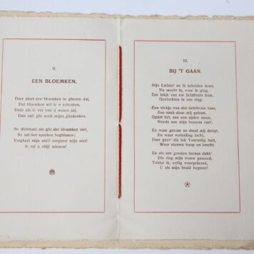 Zes oud-Hollandsche liedekens van vrijen en van trouwen, 19 April 1894, 19 October 1906 en het monogram F.M. Haarlem, Ruijgrok & Co. 8º: [8] p.
