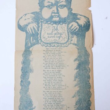 Plano with woodcut and text " Ik zal altijd zoet zijn". Springer, M. (or H?), Huidenstraat 6, Amsterdam.