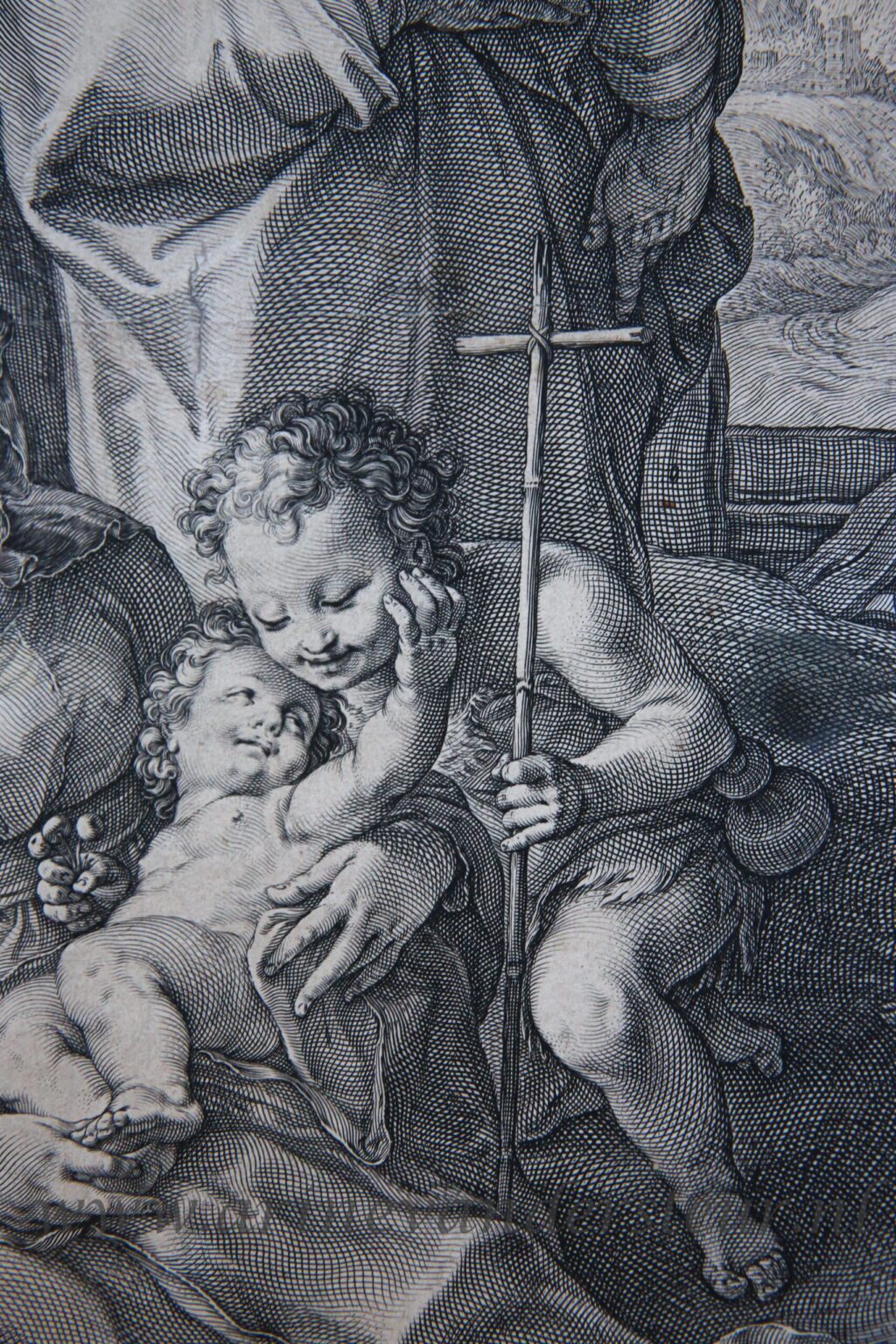 [Antique print, engraving] Holy Family with St. John (Life of the Virgin; set), published 1593, 1 p.
