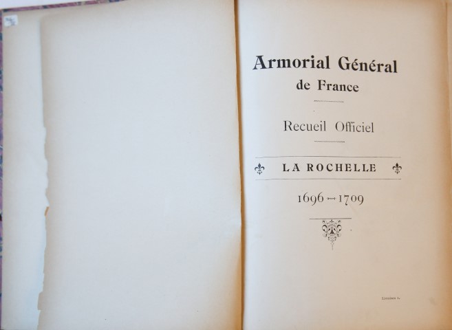 Armorial Général de France. Recueil officiel. 1696-1709.