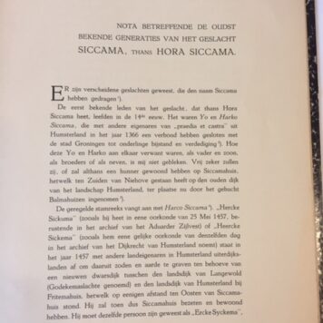 Nota betreffende de oudst bekende generaties van het geslacht Siccama, thans Hora Siccama.