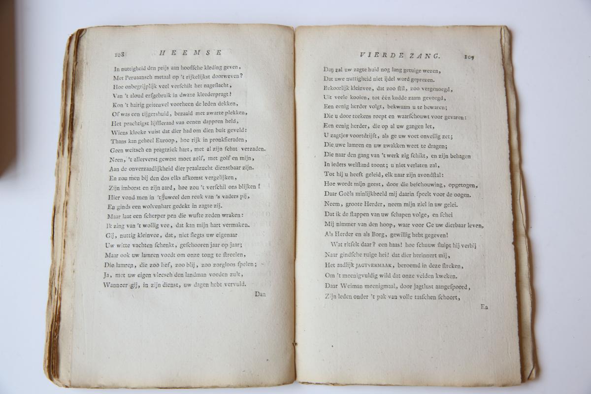 Heemse. Hof- bosch- en veldzang. In vier zangen. Utrecht, Wed. J. van Schoonhoven, 1783.