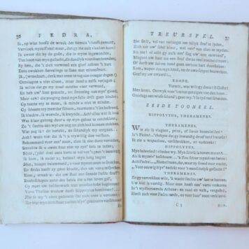 Fedra. Treurspel. Vertaald uit het Frans. 2e druk. Amsterdam, Izaak Duim, 1777.