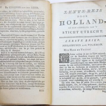 Historische en natuur-kundige lente-reis door Zuid- en Noord-Holland, en een gedeelte van het Sticht van Utrecht; gedaan door een viertal vrienden, en nu, bij wijze van brieven, medegedeeld. Opgehelderd met oudheid-kundige aantekeningen. 2 parts in 1 volume. Amsterdam: J. Loveringh, 1768.