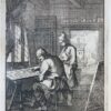 Antique print/originele prent: De Borduurder/The Embroiderer.