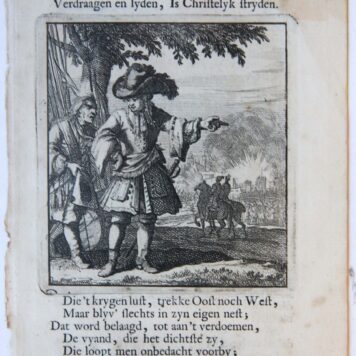 Antique print/originele prent De Krygsman/The Warrior.
