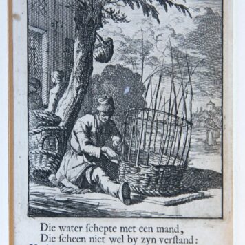 Antique print/originele prent: De Mandemaaker/The Basket Maker.