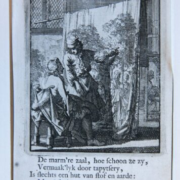 Antique print/originele prent: De Tapytwerker/The Carpet Worker.