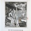 Antique print/originele prent: De Wolbereider/The Wool-Dresser.