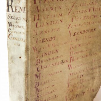 RENESSE, VAN; VAN WIJNBERGEN--- Genealogia Renesseorum generosissimae Familiae Anno 1737, per Wynandum Maximilianum Jacobum de Renesse. Titel van een manuscript in 4°, gebonden in geheel perkament uit de tijd.