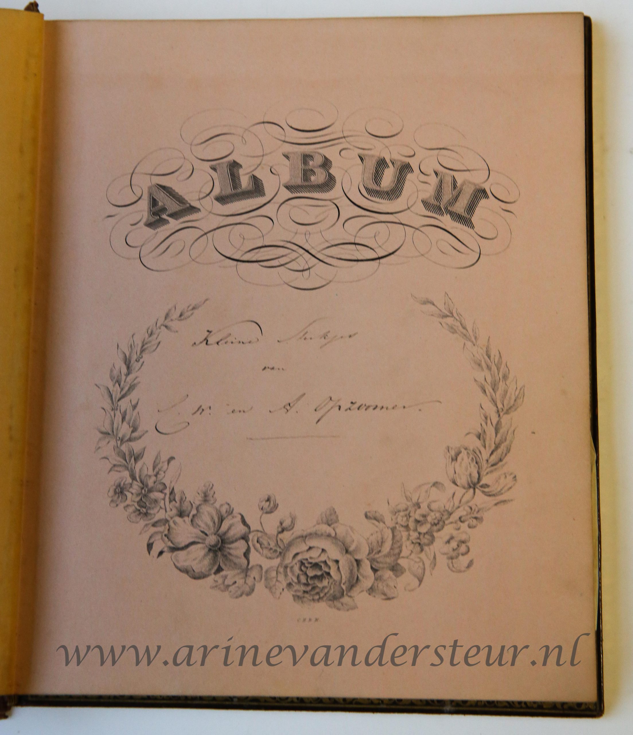  - OPZOOMER--- Album 'Kleine stukjes van C.W. en A. Opzoomer'. Manuscript, 4, geb. in fraaie leren band, ca. 1844-1856, ca. 50 pag.
