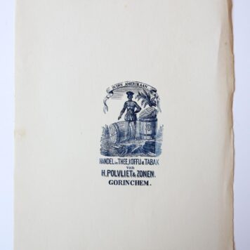 POLVLIET, GORINCHEM Afdruk van een houtblok met het merk van `Handel in thee, koffij en tabak van H. Polvliet & Zonen, Gorinchem'. 19de-eeuws.