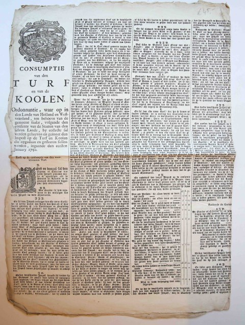 Consumptie van den Turf en van de Koolen (...) ingaande met den eersten January 1750.