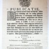 Pamphlet: untitled. Publicatie. De Staten van den Lande van Utrecht, hebben naar veelvuldige ende seer ernstige gehoudene deliberatien, in overweginge vande stijgerende prijs der Granen, goedgevonden ende verstaan tot verlichtinge ende soulas van de arme gemeynte af te stellen de Laatste Verhoginge op het middel van ’t Gemaal, sedert eenige jaren herwaarts op ’t selve geheven, ende geintroduceert, gelijck het voorsz middel vande voorsz Verhoginge van nu af aan word afgestelt ende cesseren […].