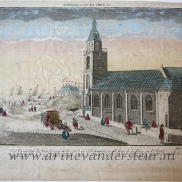 [Handcolored Opticaprent/Optical view The Hague/Den Haag] LE PORT DE SCHEVENINGUE (Haven van Scheveningen, Oude Kerk Keizerstraat 8 Scheveningen), published ca. 1770.