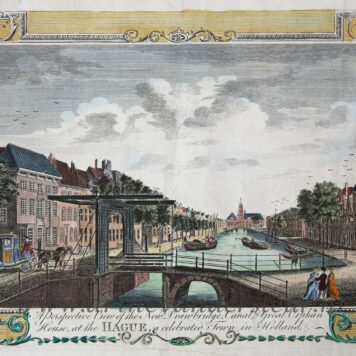 [Antique print, handcolored etching] A Perspective View of the New Drawbridge Canal and Great Orphan House at The HAGUE a celebrated Town in Holland (Bierkade Den Haag), published 1782.